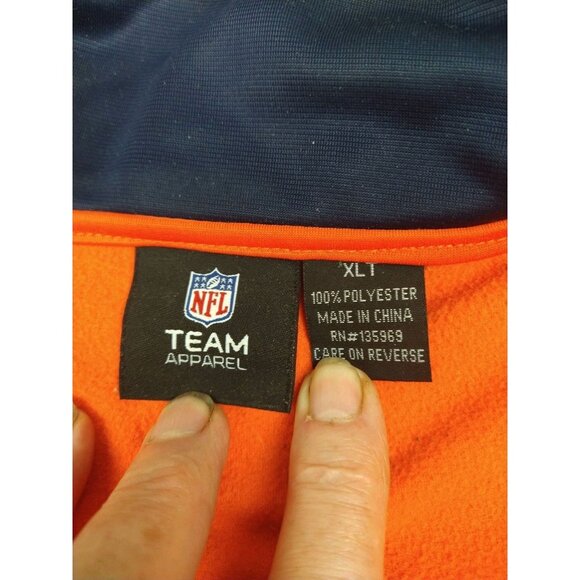 Denver Broncos Fleece NFL Full Zip Team Apparel XLT Orange Blue Mock Neck - Picture 4 of 6